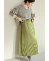 Grape-colored shiny pleated midi skirt