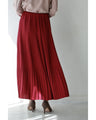 Grape-colored shiny pleated midi skirt