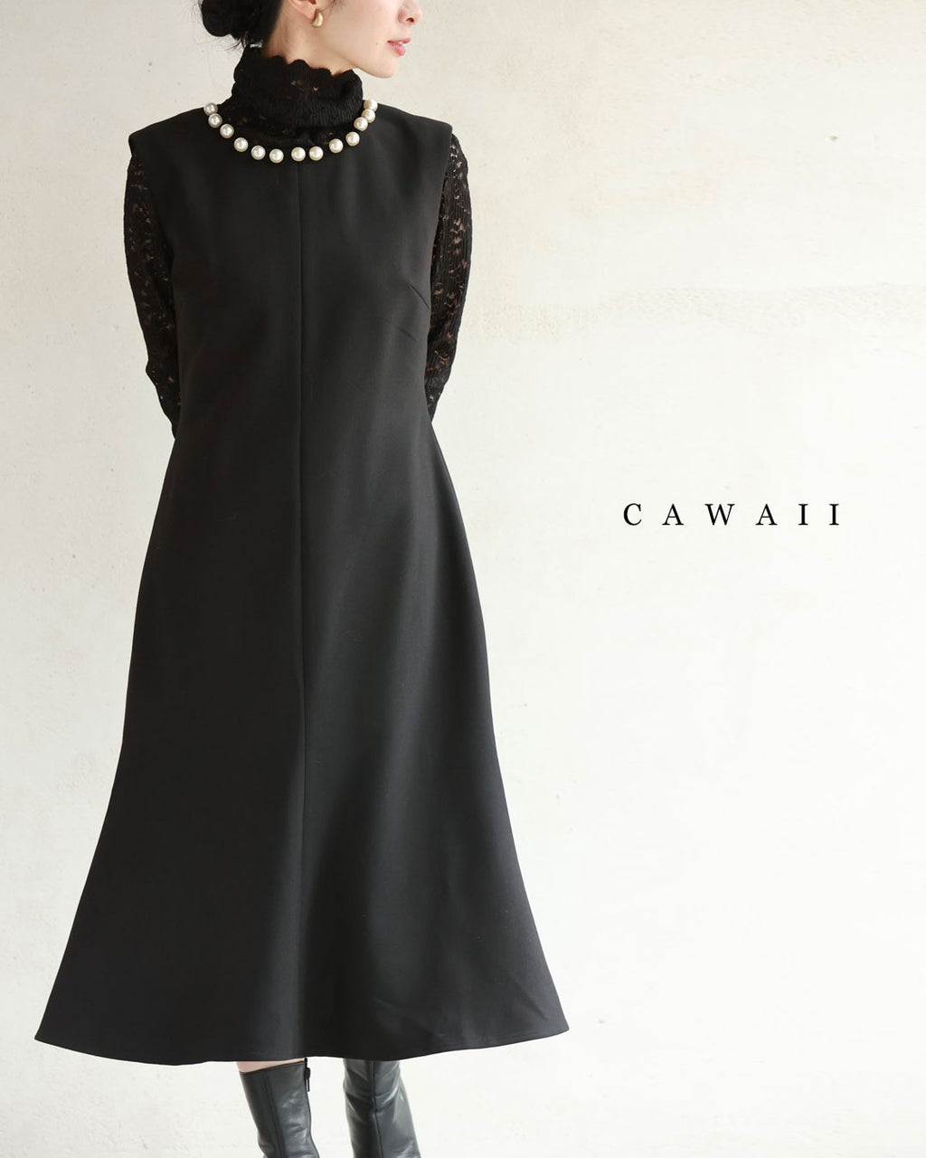 Pearl neck A-line medium dress – ONE PEACE ONLINE