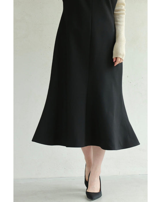 Pearl neck A-line medium dress