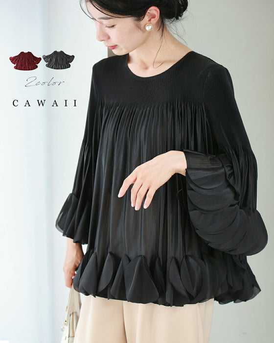 ひらひらサークルフリルのフレアブラウストップス