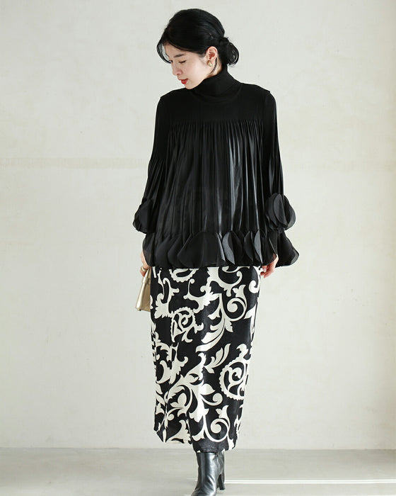 ひらひらサークルフリルのフレアブラウストップス