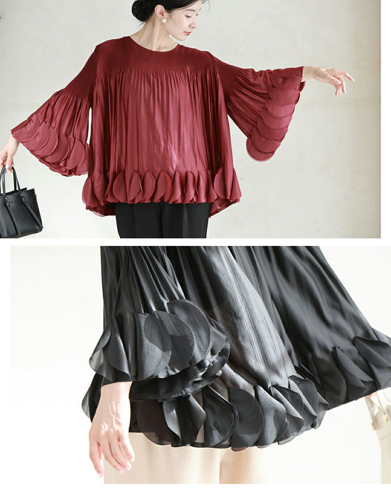 ひらひらサークルフリルのフレアブラウストップス