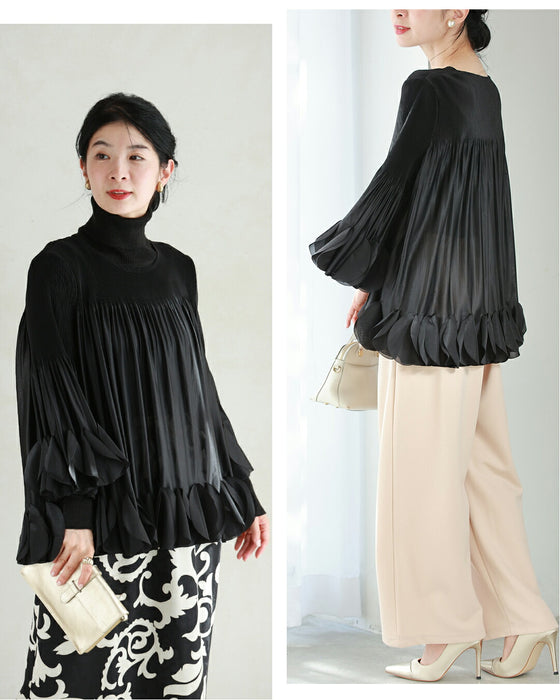 ひらひらサークルフリルのフレアブラウストップス