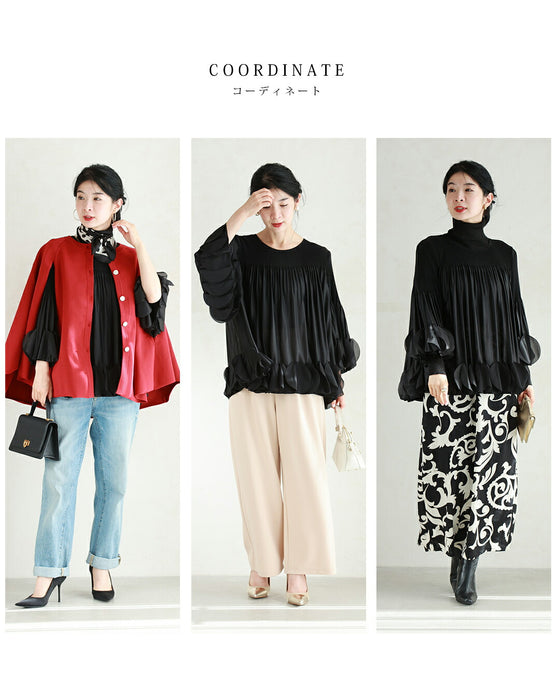 ひらひらサークルフリルのフレアブラウストップス