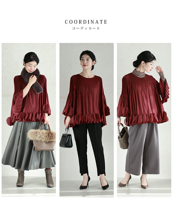 ひらひらサークルフリルのフレアブラウストップス