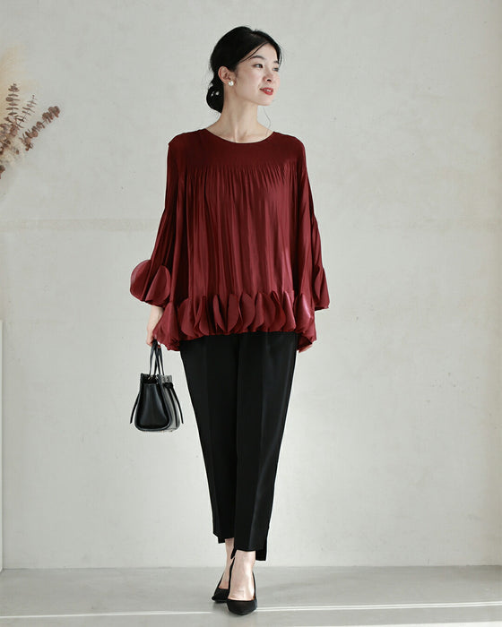 ひらひらサークルフリルのフレアブラウストップス