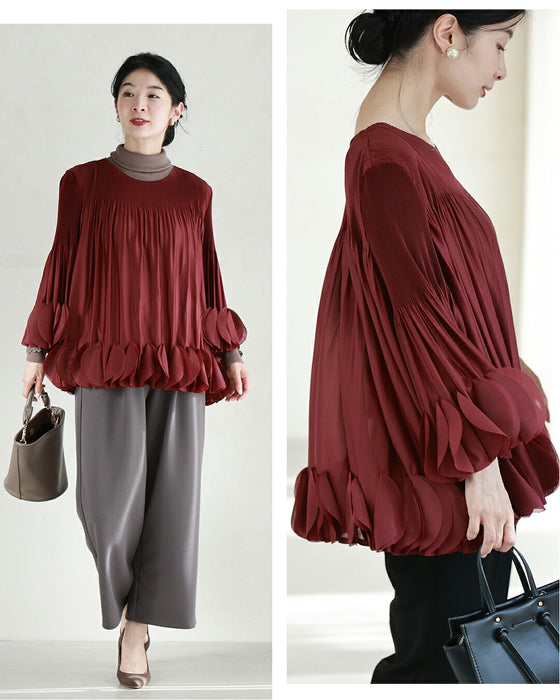 ひらひらサークルフリルのフレアブラウストップス