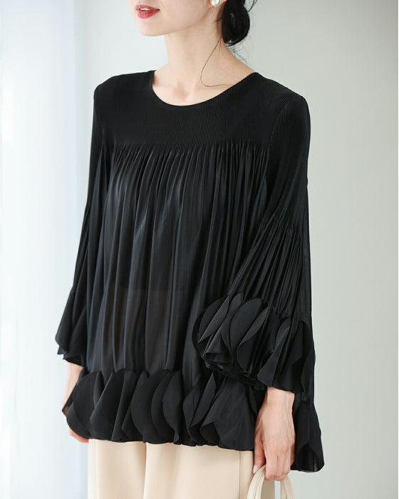 ひらひらサークルフリルのフレアブラウストップス
