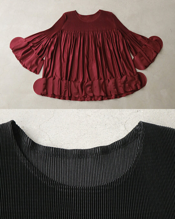 ひらひらサークルフリルのフレアブラウストップス