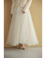 Sequin floral relief jacket and tulle skirt 2-piece set [set]