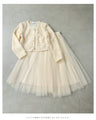 Sequin floral relief jacket and tulle skirt 2-piece set [set]
