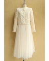 Sequin floral relief jacket and tulle skirt 2-piece set [set]