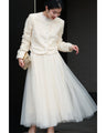 Sequin floral relief jacket and tulle skirt 2-piece set [set]