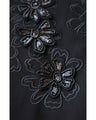 Sequined sparkling black floral applique pullover top