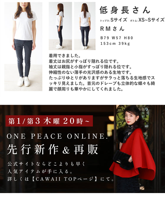 蝶々舞うデコルテドレープブラウストップス