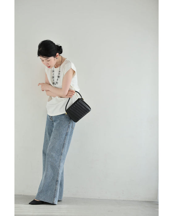 重なりプリーツデザインのショルダーバッグ（スカーフ付き）