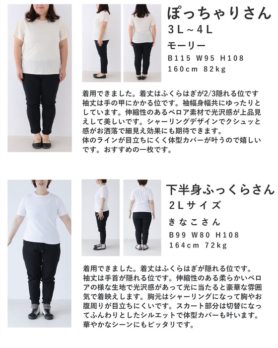 上品な大人の艶ベロア調シャーリングワンピース