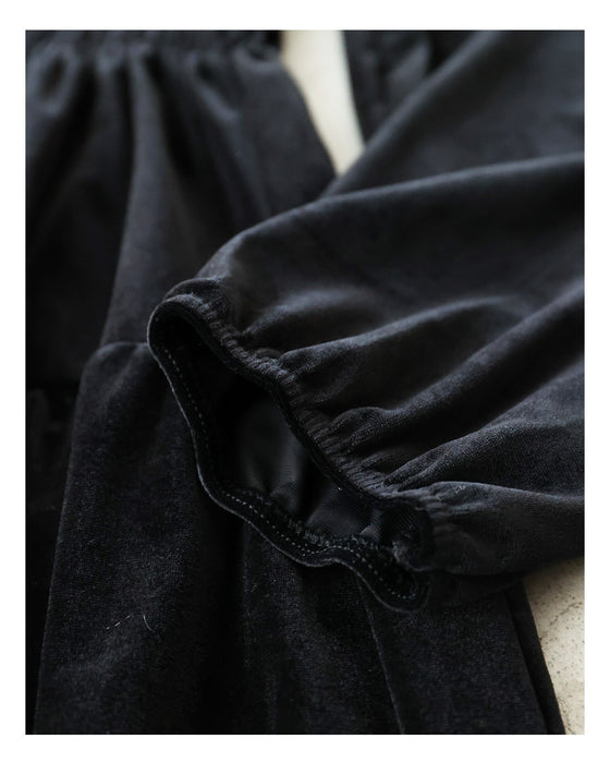 上品な大人の艶ベロア調シャーリングワンピース