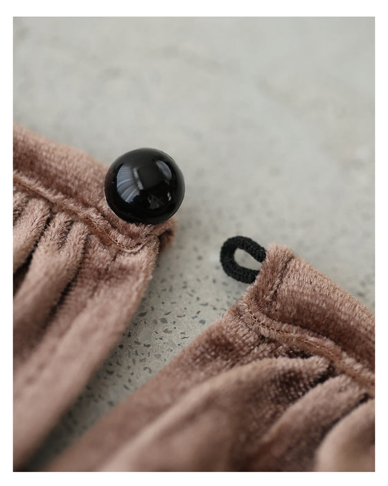 上品な大人の艶ベロア調シャーリングワンピース