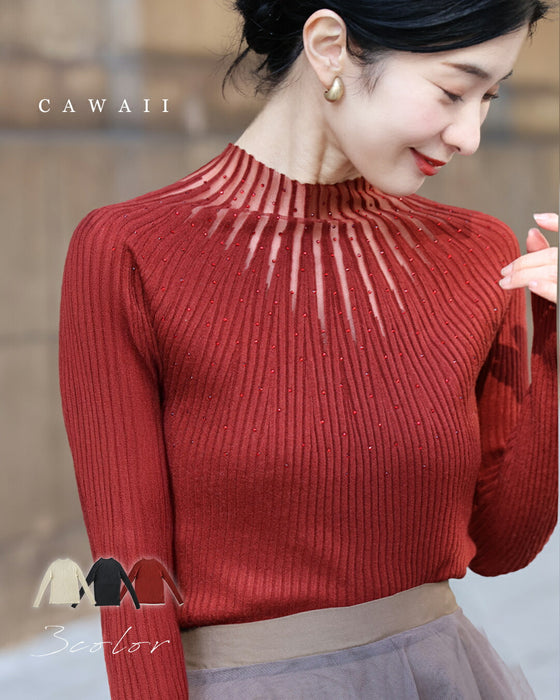 長袖Ver. 光の粒が降り注ぐ 流線ラインリブニット