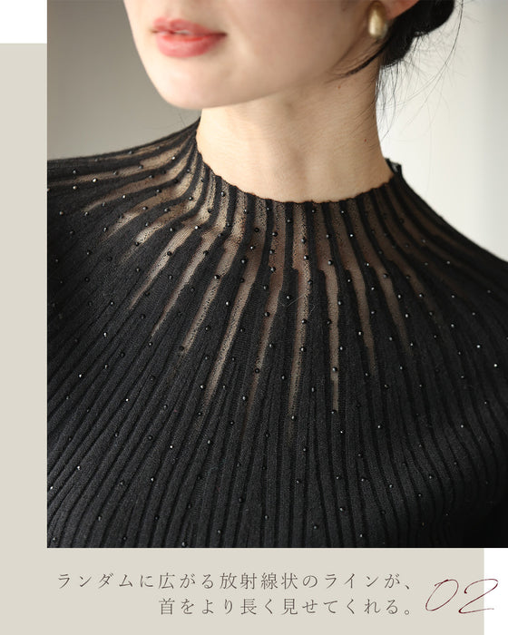 長袖Ver. 光の粒が降り注ぐ 流線ラインリブニット