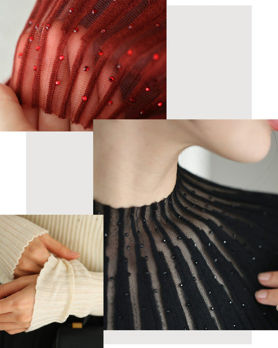 長袖Ver. 光の粒が降り注ぐ 流線ラインリブニット