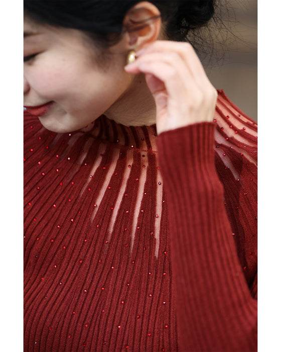 長袖Ver. 光の粒が降り注ぐ 流線ラインリブニット