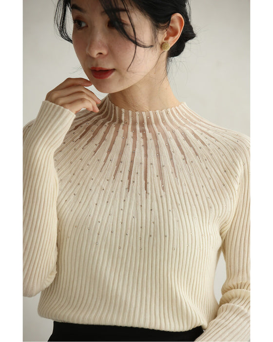 長袖Ver. 光の粒が降り注ぐ 流線ラインリブニット