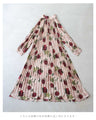 [Pre-order item] Elegant rose pleated long dress (with string belt)