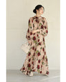 [Pre-order item] Elegant rose pleated long dress (with string belt)