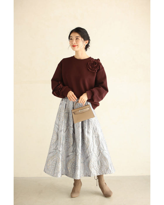 うずまきフリルの花咲くプルオーバートップス