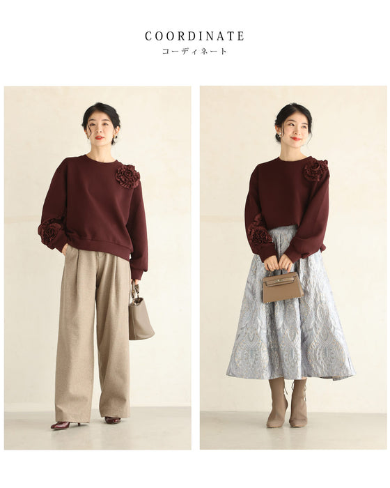 うずまきフリルの花咲くプルオーバートップス