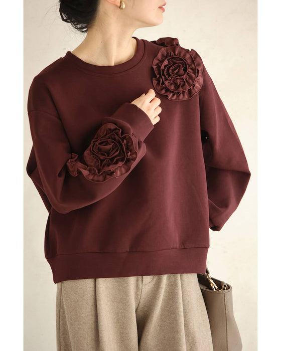 うずまきフリルの花咲くプルオーバートップス