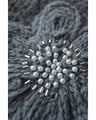 Knitted pullover top with appliqued flowers