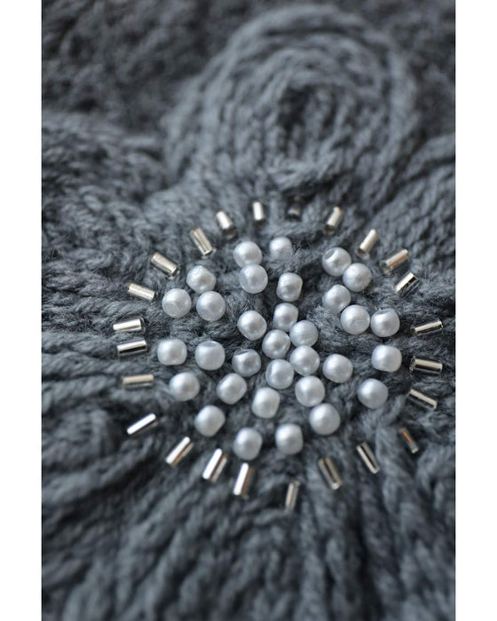 アップリケ風フラワーのニットプルオーバートップス