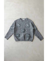 Knitted pullover top with appliqued flowers