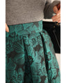 Emerald flower jacquard tuck midi skirt