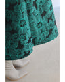 Emerald flower jacquard tuck midi skirt