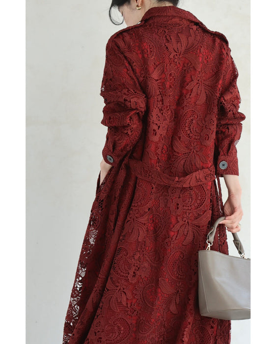 Luxurious all-over lace trench coat (with belt)