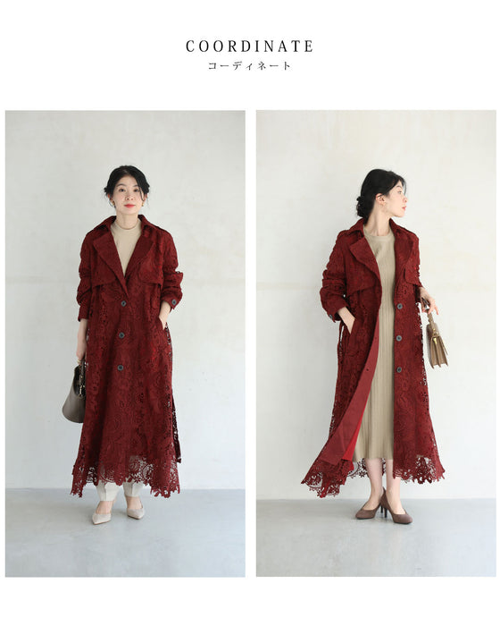 Luxurious all-over lace trench coat (with belt)