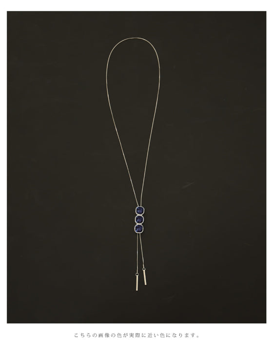 長さ調整可能。3つのジュエル輝くラリアットネックレス