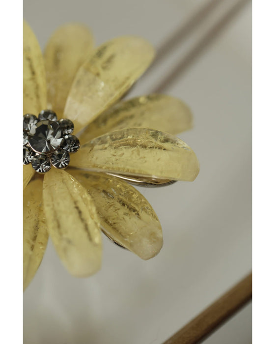 雫ビジュー揺れる立体花のラリアットネックレス