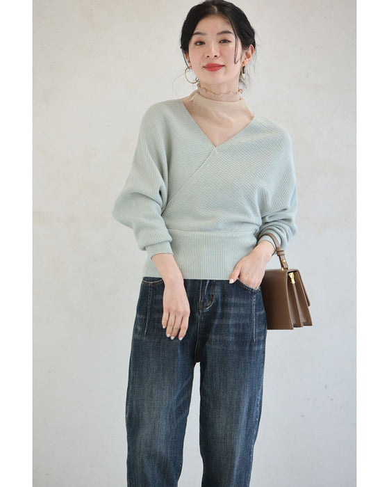 優しいペールカラーのニットトップスとスカート2点セット【set】