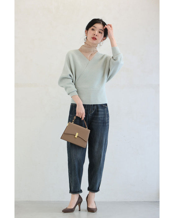 優しいペールカラーのニットトップスとスカート2点セット【set】