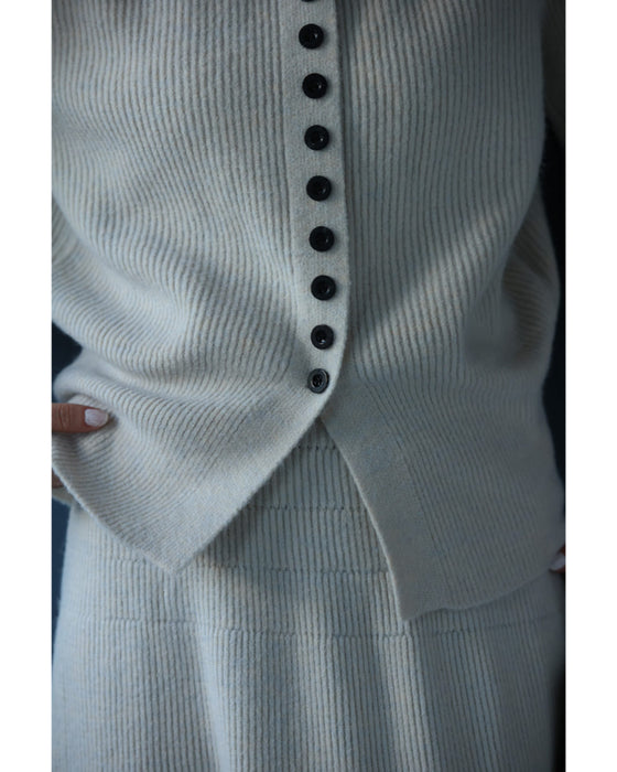 Xラインニットカーディガンとロングスカート2点セット【set】