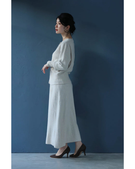 Xラインニットカーディガンとロングスカート2点セット【set】