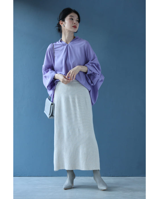 Xラインニットカーディガンとロングスカート2点セット【set】