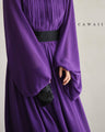 Elegant purple loose balloon sleeve medium dress