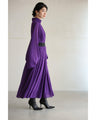 Elegant purple loose balloon sleeve medium dress